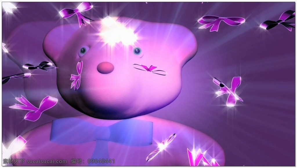 卡通 动感 小 熊 视频 紫色 梦幻 节日 合成 场景 小熊 高清视频背景 视频素材