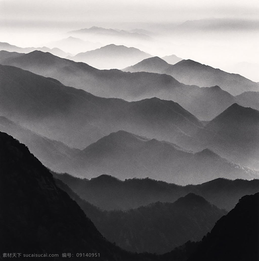 黄山 大雾 迷雾 黑白 风景 自然景观 自然风景