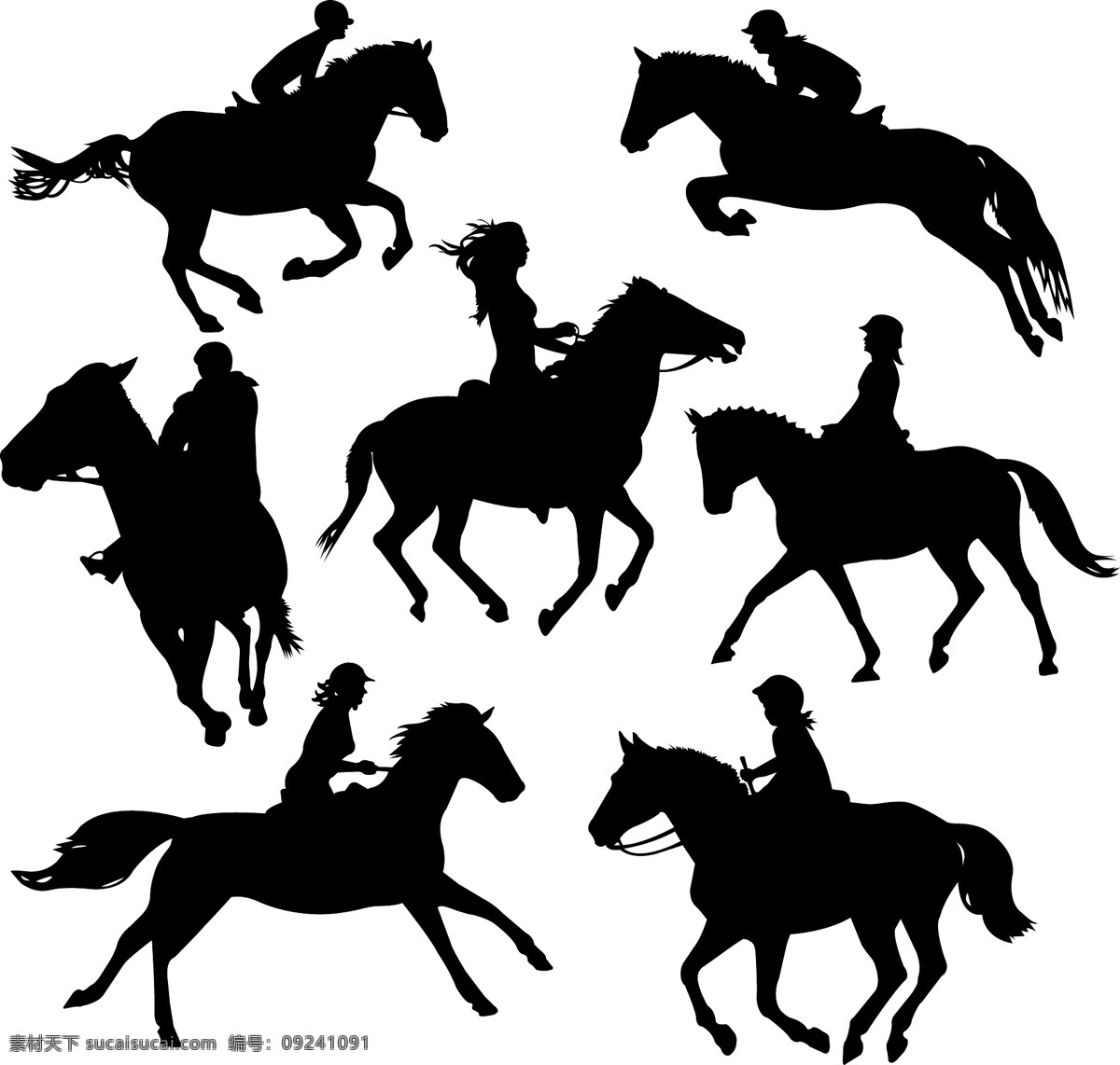 女骑师 骑师 骑士 骑马 人物剪影 女性剪影 马剪影 职业人物 人物矢量素材 妇女女性 矢量人物 矢量