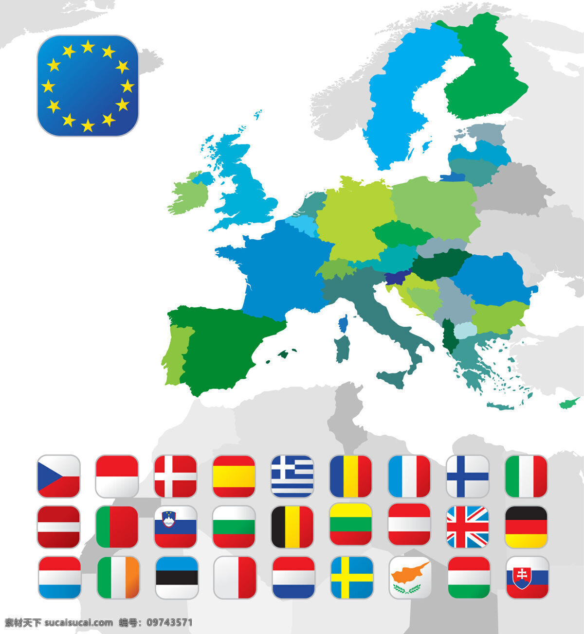 欧盟 旗帜 标志 矢量 地图 符号 国旗 会员国 矢量图 其他矢量图