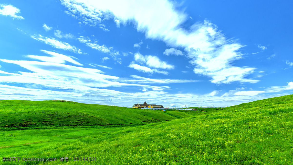 蓝色天空 草坪 背景 海报 素材图片 蓝色 天空