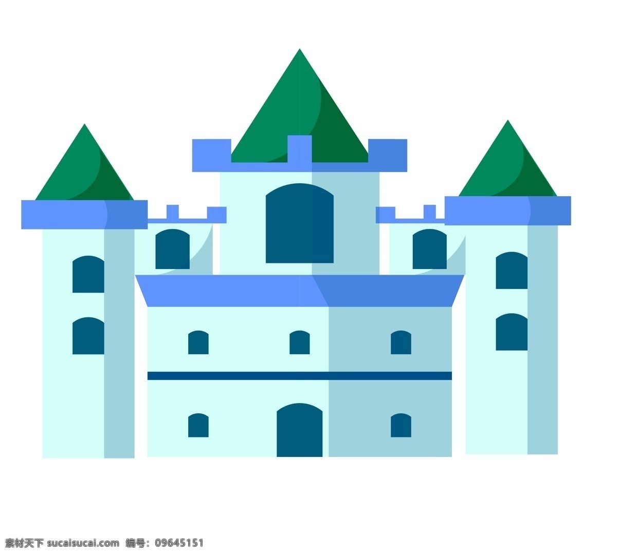 古典 城堡 装饰 插画 古典城堡 古老的城堡 卡通城堡 城堡建筑 建筑物 绿色城堡插画