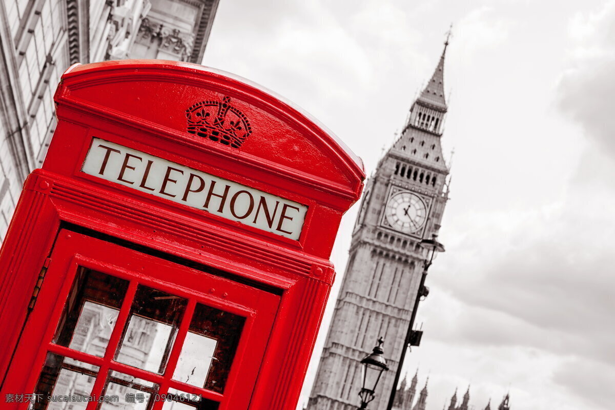 伦敦 电话亭 高清 红色电话亭 大本钟 古建筑 欧洲建筑