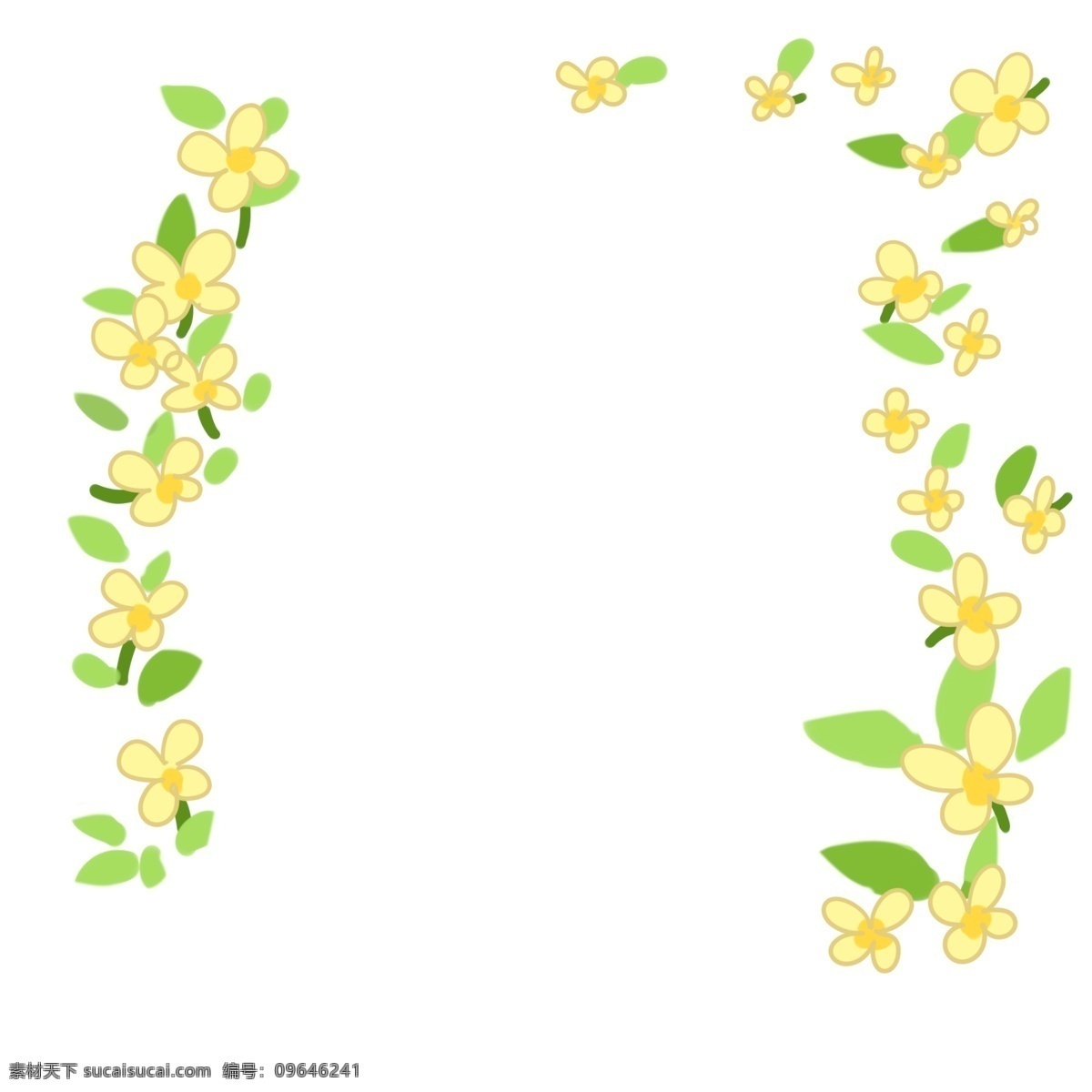 春天 花花 装饰 边框 黄色 春日 清新 绿叶 自然