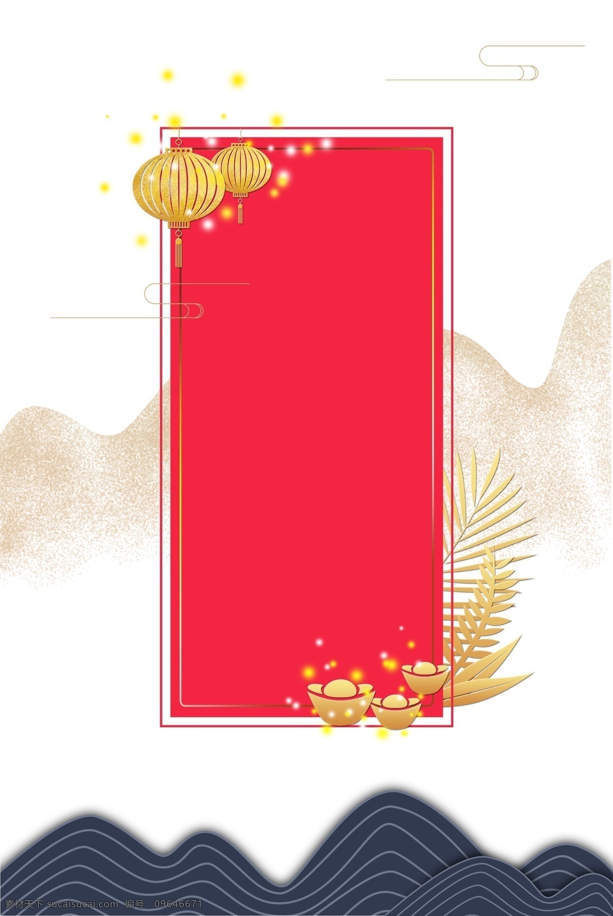 国风 节日 海报 边框 新年 春节 大年夜 2019年 猪年 传统节日 海报边框 海报装饰 中国风 中式 矢量 红色 金色