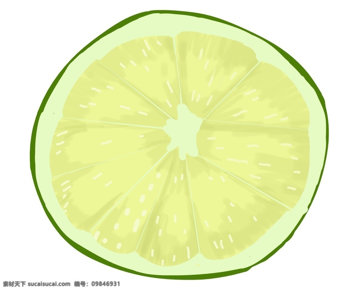 切开 绿色 柠檬 插画 水果 柠檬片 美味的柠檬 绿色的柠檬 卡通水果插画 精美的水果 食材插画