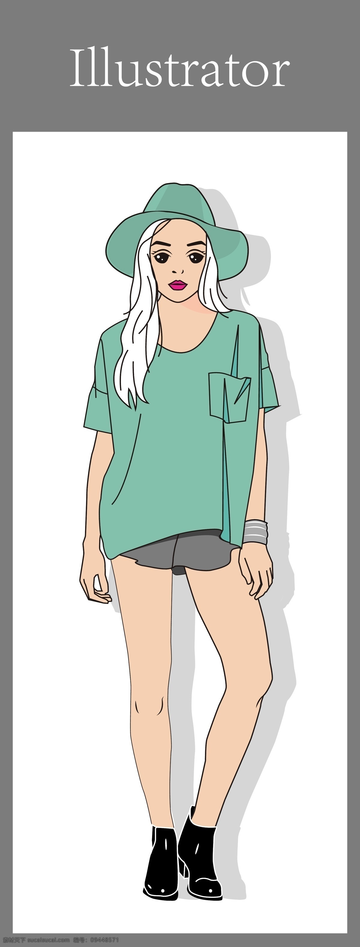 少女 插画 服装模特 卡通插画 模特 少女插画 服装展示