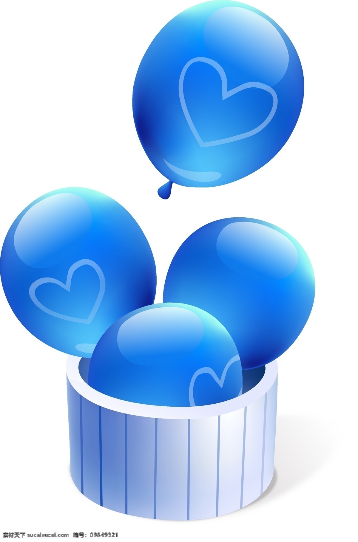 矢量 蓝色 爱心 气球 浪漫 透明元素 ai元素 免抠元素