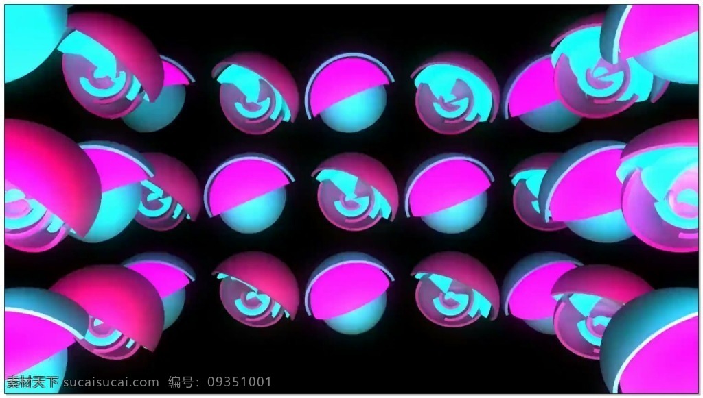 旋转 灯光 立方体 视频 青色 红色 交错 球体 视频素材 动态视频素材