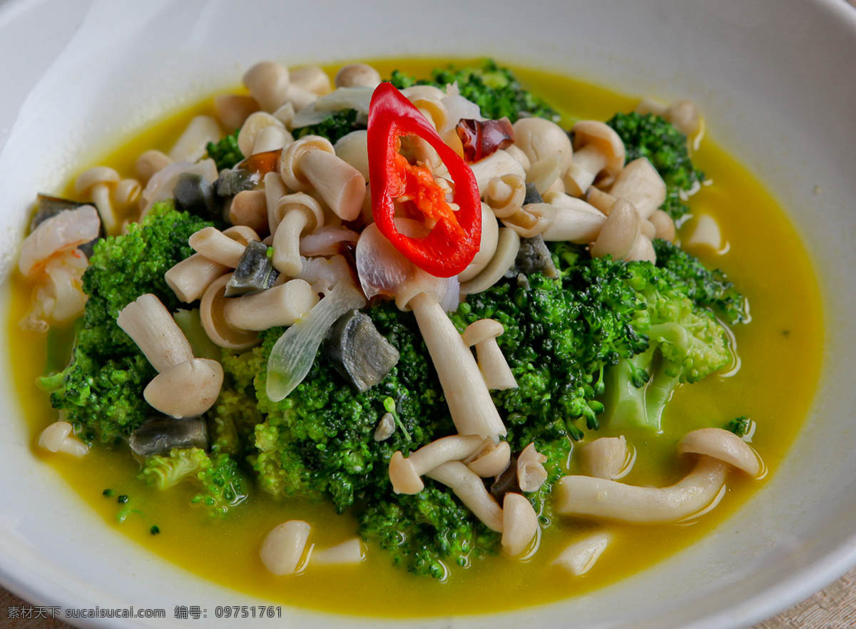 上汤西兰花 蘑菇 西兰花 传统美食 餐饮美食