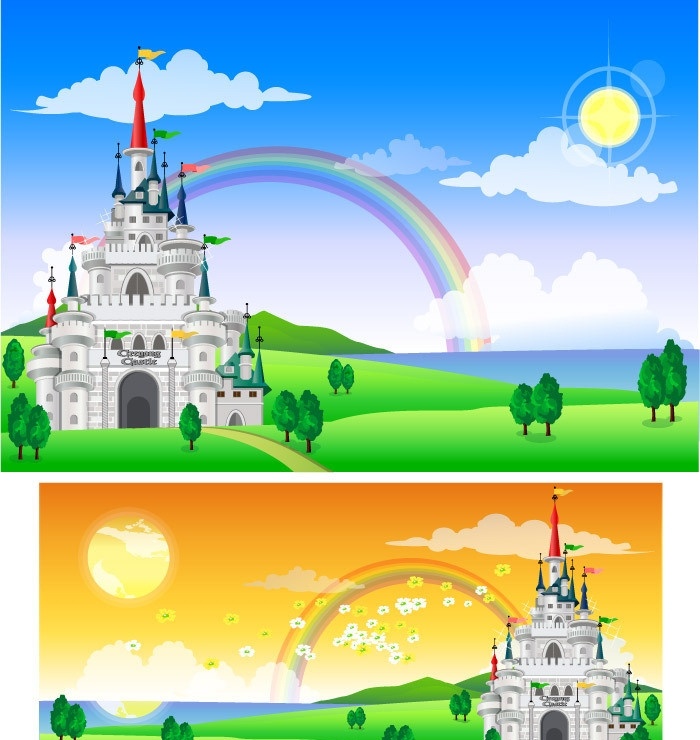 卡通 城堡 矢量图 矢量 建筑 风景 建筑景观 自然景观