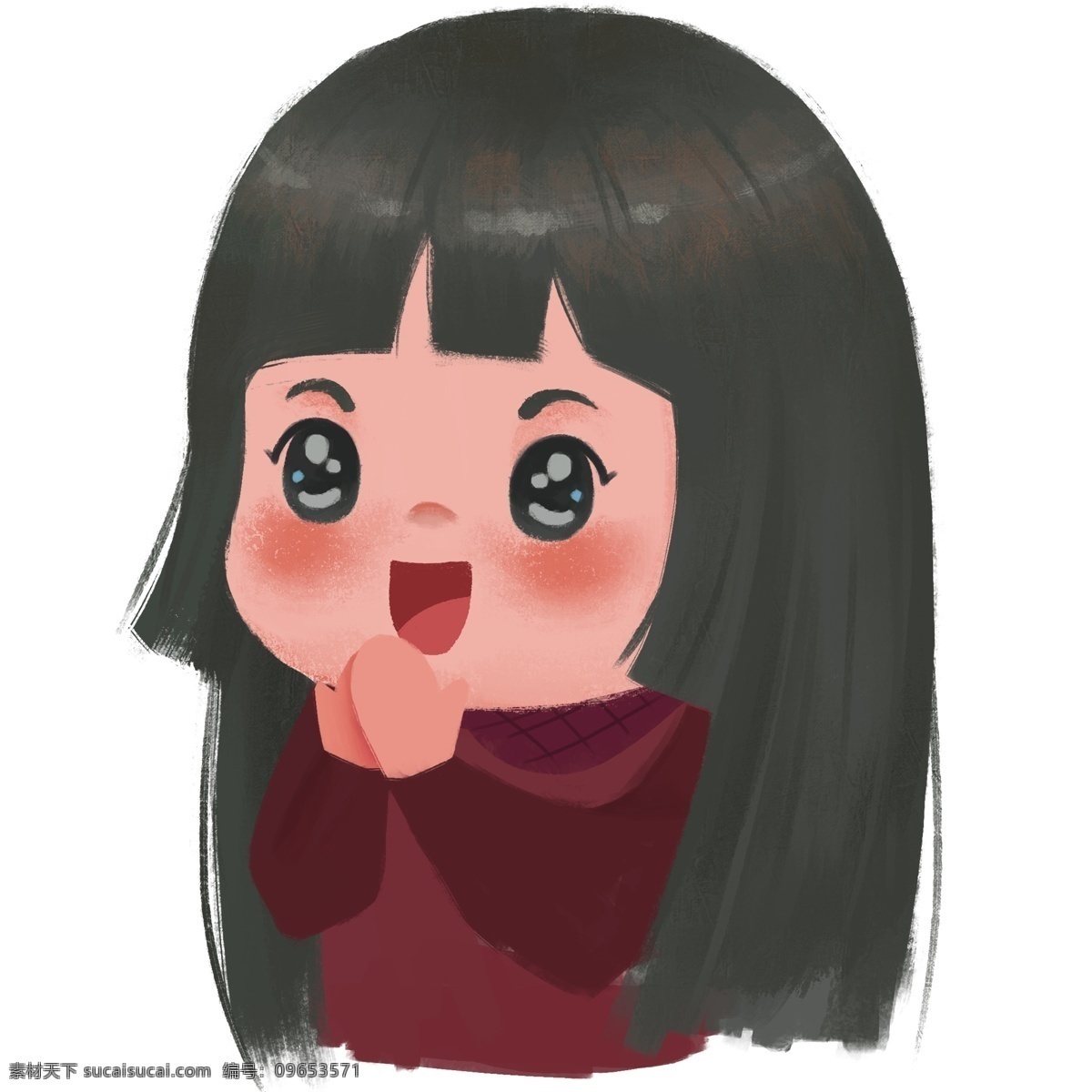 q 版 可爱 齐 刘 海 女孩 商用 元素 卡通 人物 插画 q版 齐刘海 儿童 psd设计