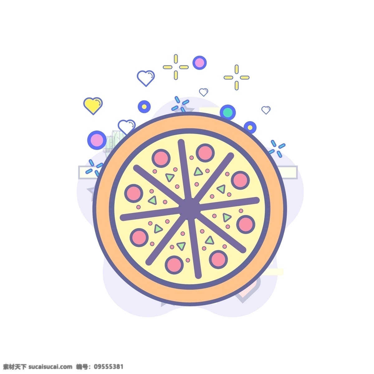 餐饮 食物 图标 几何 装饰 元素 披萨 圆形