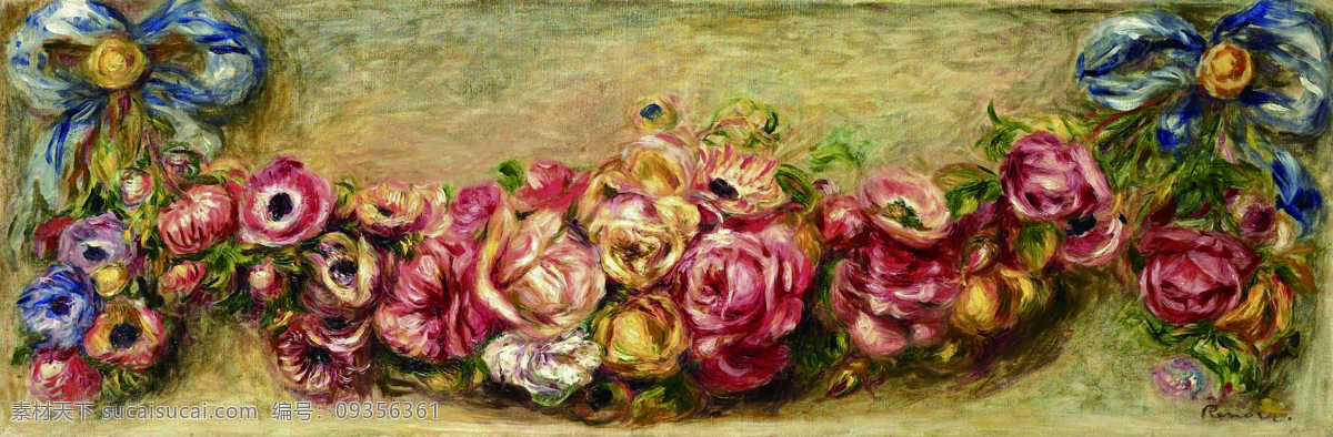 renoir 印象派 人物 油画 1910 法国 画家 皮埃尔 奥古斯特 雷诺阿 pierre roses of garland auguste 静物 装饰画 家居装饰素材
