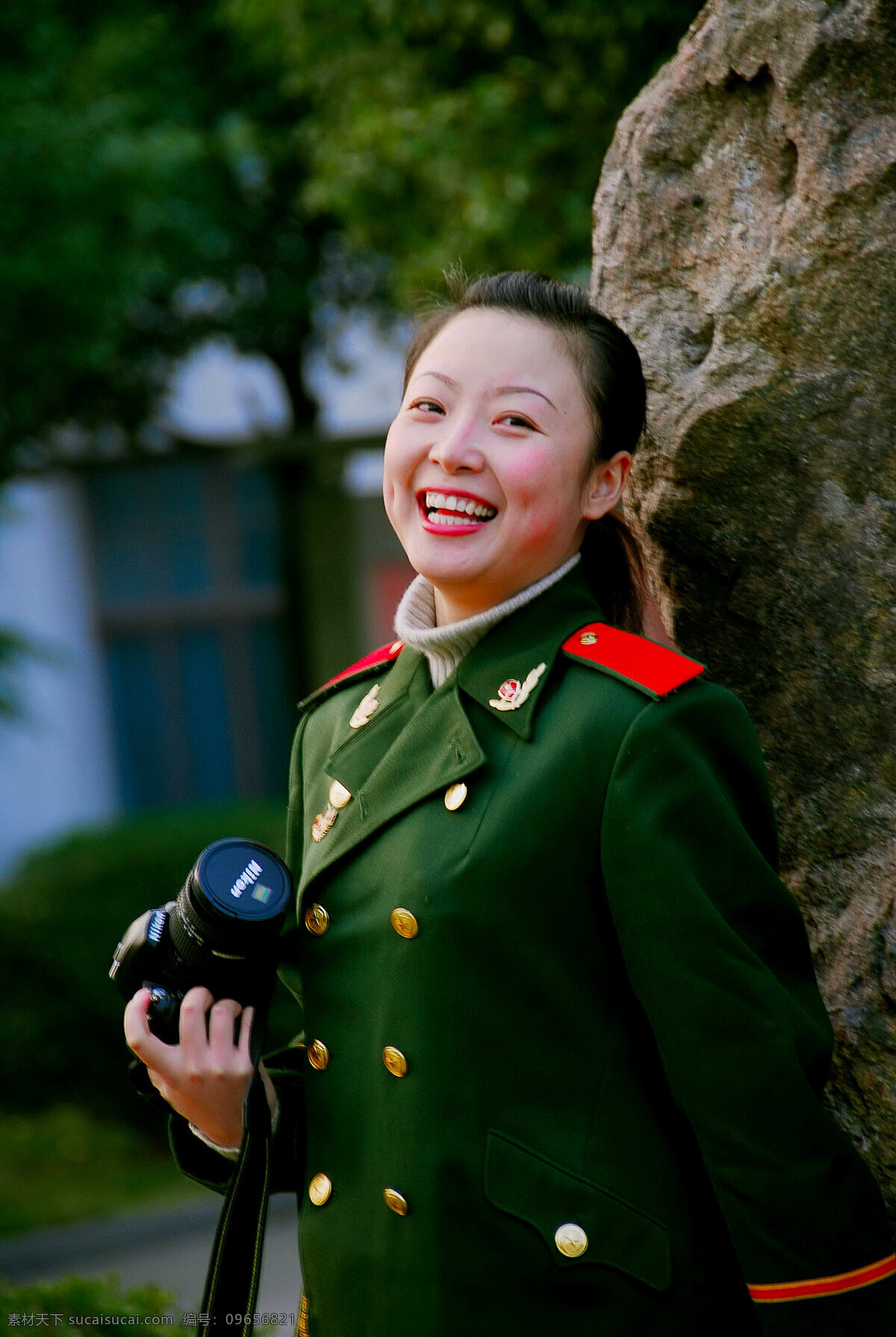 开心 武警 女兵 情景 职业人物 人物图库