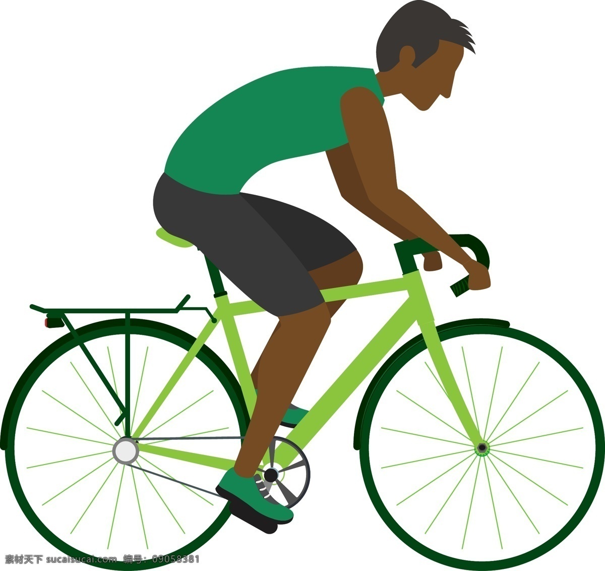 手绘 骑 单车 皮肤 黝黑 男性 青年 运动员 骑单车 比赛 健康 运动 皮肤黝黑 男性青年