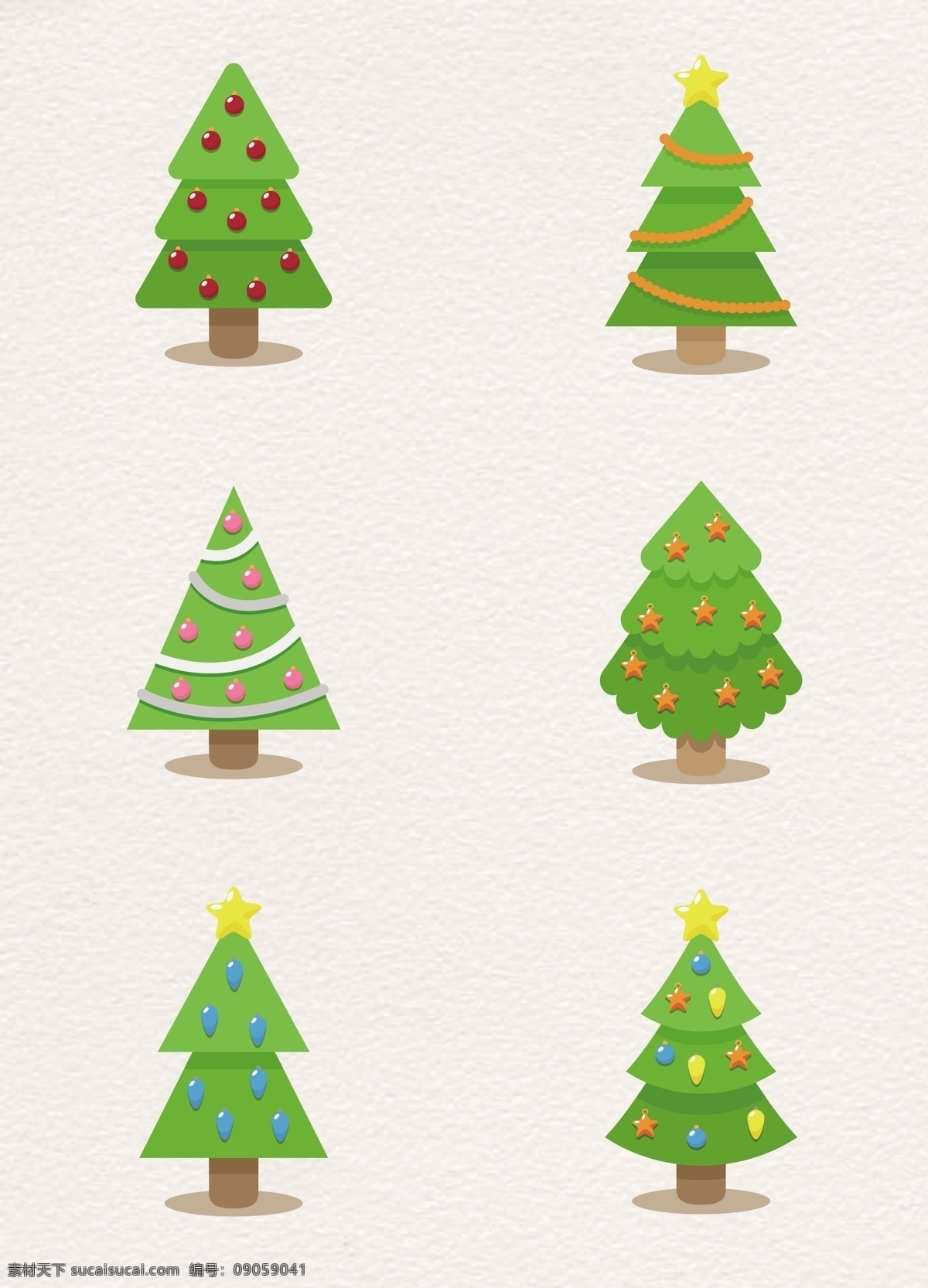 小 清新 组 圣诞节 圣诞树 元素 小清新 绿色 植物 矢量 卡通 可爱设计