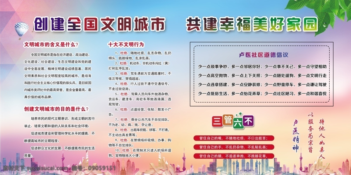 文明城市版面 社区版面 文明城市 标语 小区版面 讲文明 创建美好家园 展板