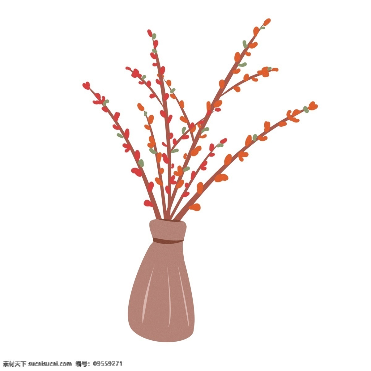 卡通 手绘 红色 装饰 花瓶 免 扣 喜庆 插画 清新 花 红色的花 手绘花 梅花 扁平 植物