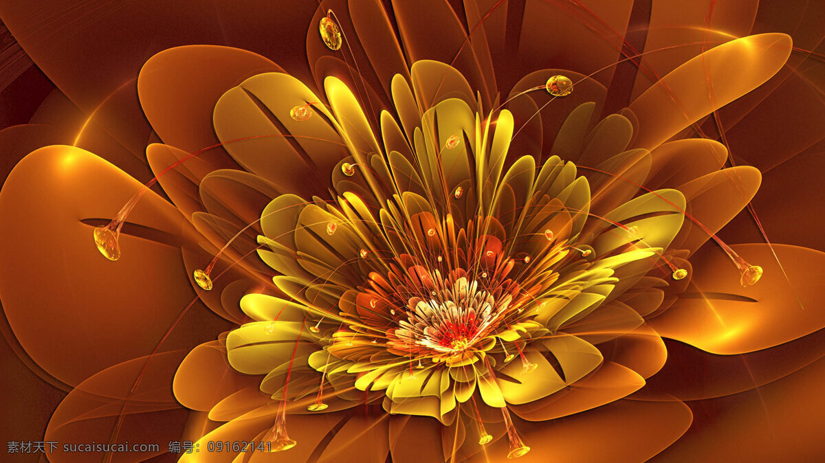 唯美 金色 花朵 高清 抽象 大花
