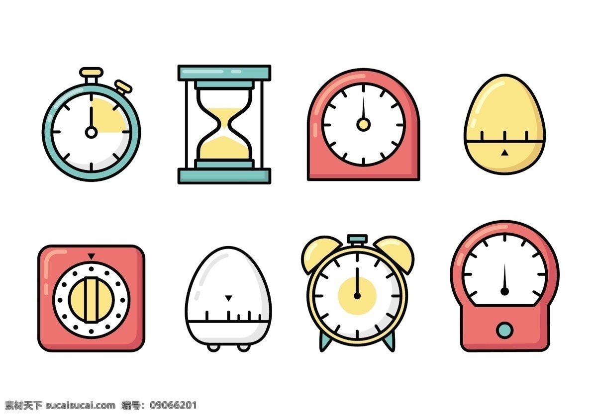 扁平化 鸡蛋 计时器 扁平化计时器 手绘计时器 矢量素材 时间 时钟 钟表 秒表