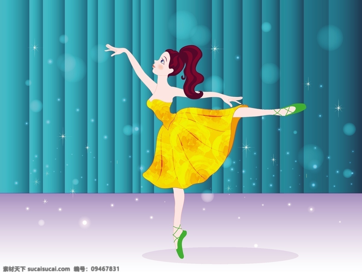 跳 芭蕾舞 女孩 背景 图 广告背景 广告 背景素材 舞台 芭蕾 舞蹈 黄色裙子 灯光 艺术 漂亮 绿色 紫色 背景底纹 简约