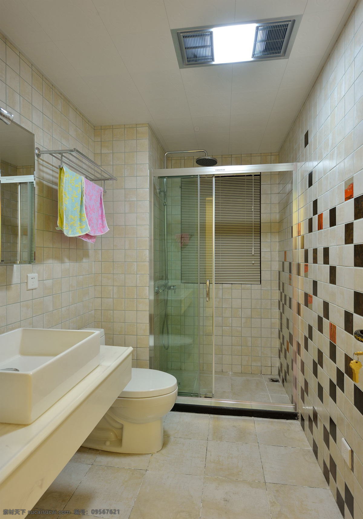 简约 风格 格子 背景 墙 卫生间 室内装修 效果图 浴室装修 瓷砖地板 瓷砖背景墙 瓷砖洗手台
