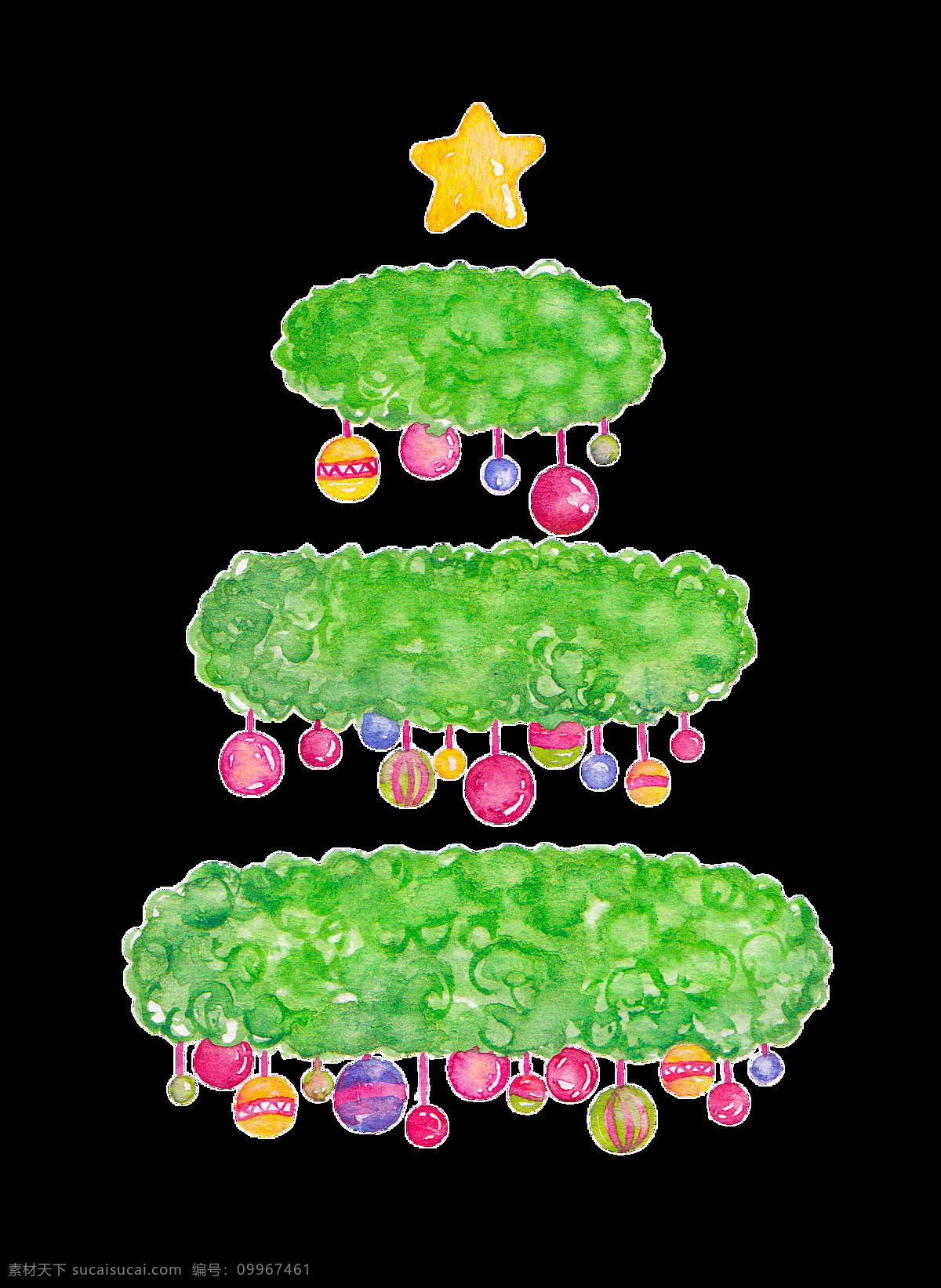 创意 抽象 圣诞树 透明 png素材 红色 黄色 绿色 免扣素材 星星