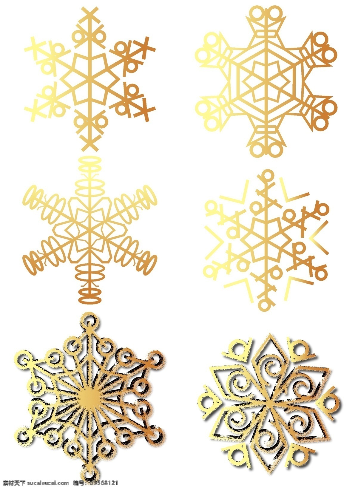 金色 雪花 电商 装饰 元素 电商元素 冬季元素 金色渐变 雪花装饰 图案纹理