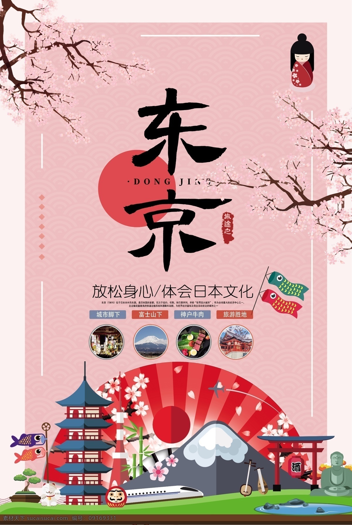 日本 东京 景点 旅游 海报 樱花 插画 风铃 好运 许愿 扇子 日式 富士山 鲤鱼旗 旅行 卡通 游玩 日本文化 文化 美食 山 亭子 牌坊 门 日常节日