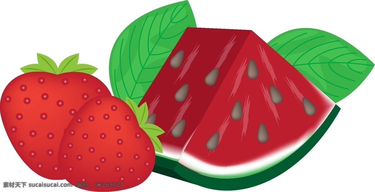 红色 草莓 西瓜 元素 西瓜元素