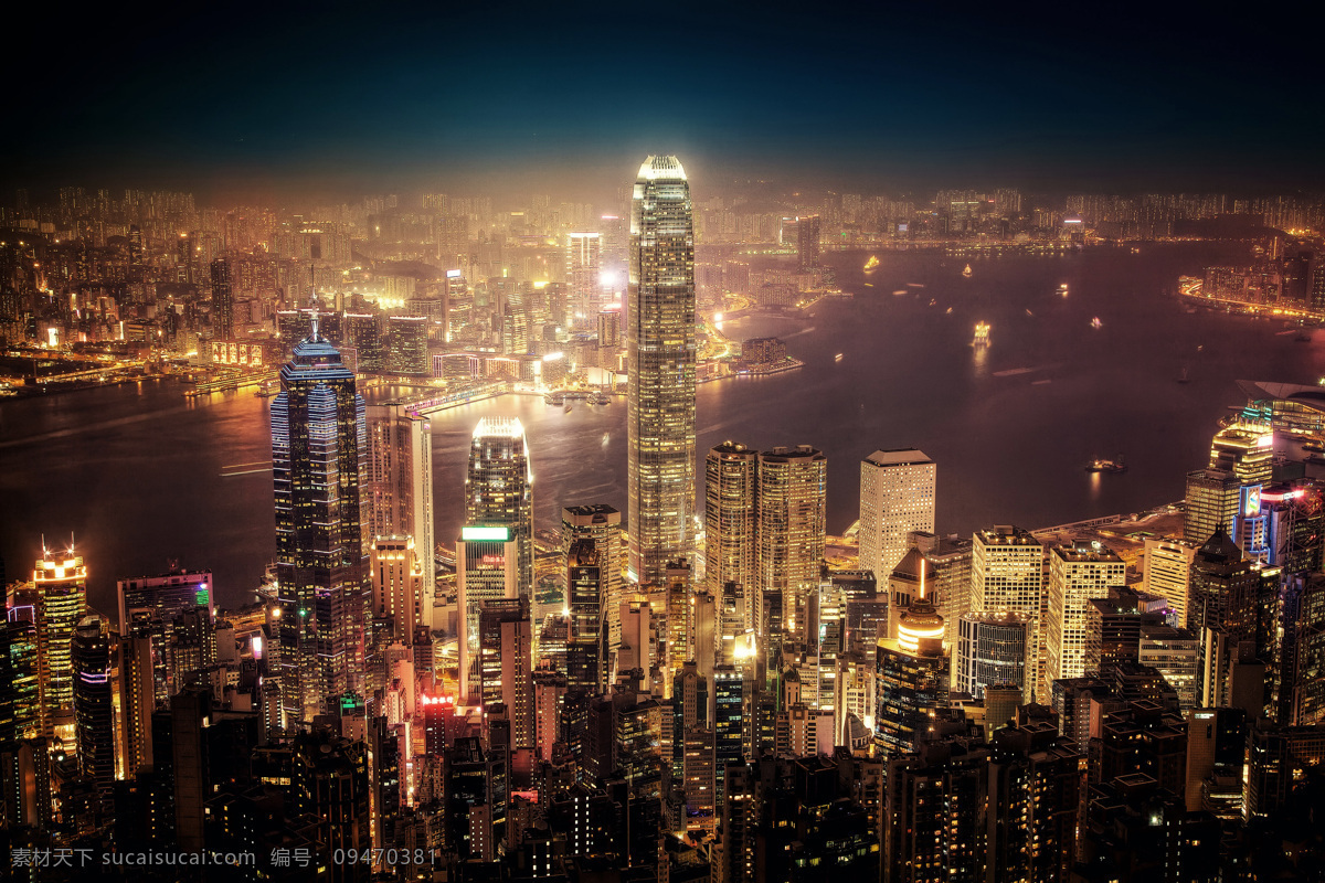 香港 维多利亚夜景 繁华都市