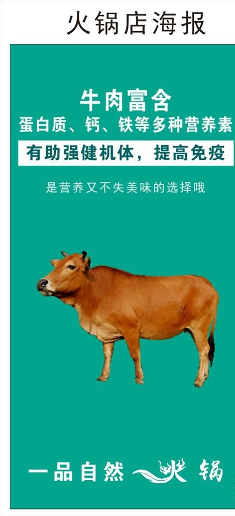 火锅店海报 牛肉 牛部分类 牛营养 复古