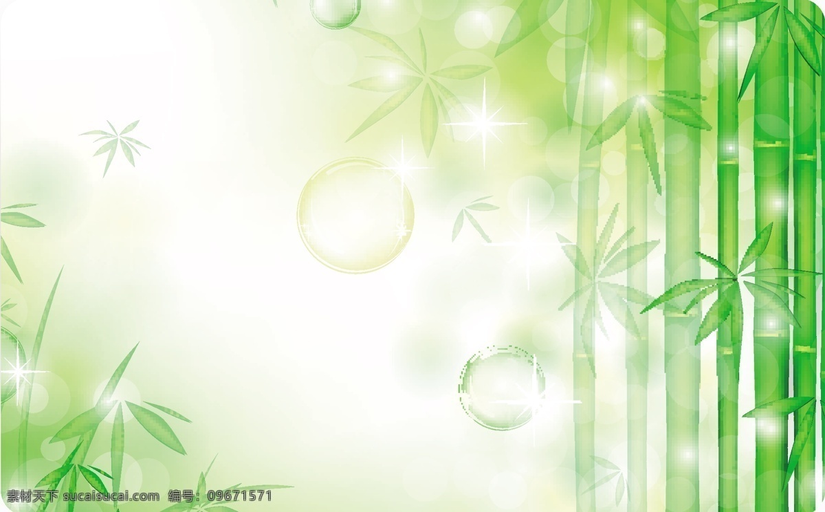 绿色 竹子 背景 生机勃勃 矢量 素材图片 植物 花草 竹林 气泡 藤类植物 梦幻 春天气息 卡片背景 矢量素材 自然 春天