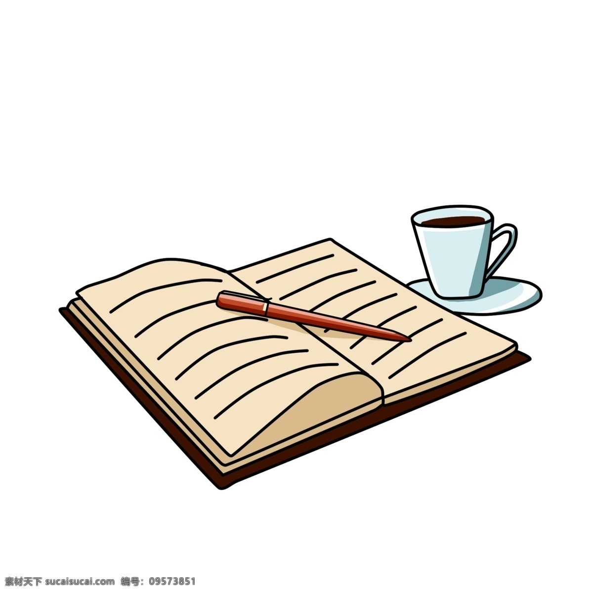 打开 书籍 学习 插画 书本 卡通书籍插画 图书 蓝色的茶杯 精美的书籍 打开的书籍 学习知识插画