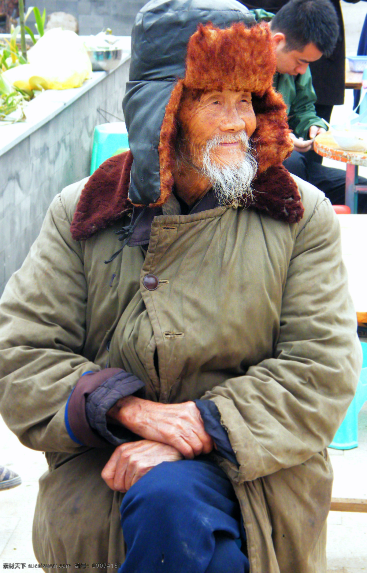怡然自得 老人 自在 人物 苍老 胡须 老年人物 人物图库