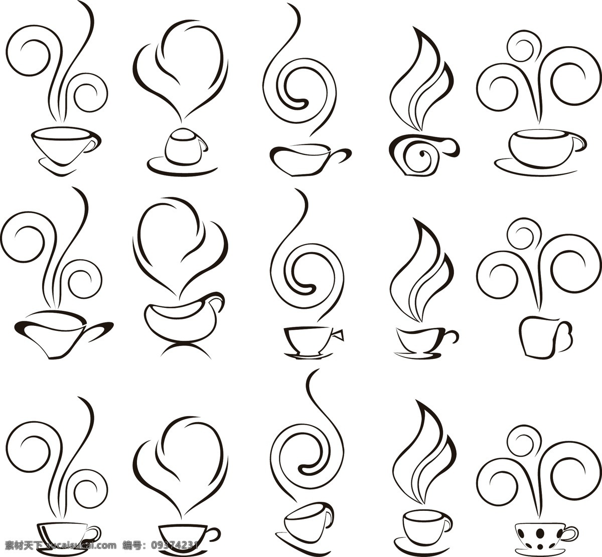 抽象 咖啡 图形 矢量 线 稿 咖啡杯 咖啡壶 矢量素材 饮料 饮品 矢量图 日常生活