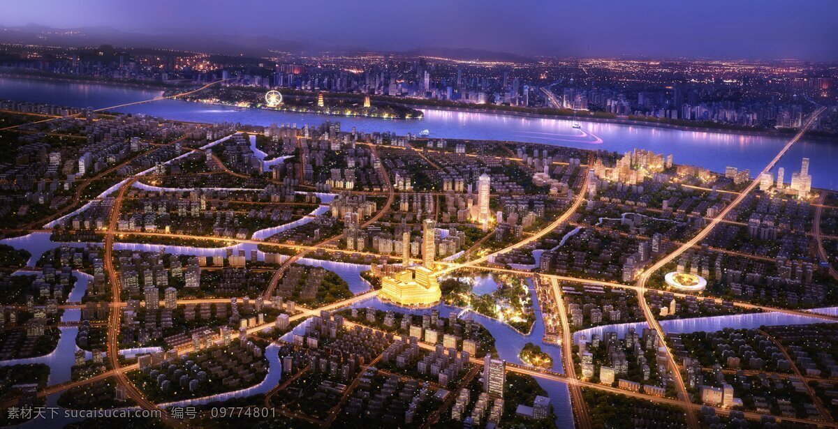 商场 效果图 高空 俯视图 公园 全景 分布