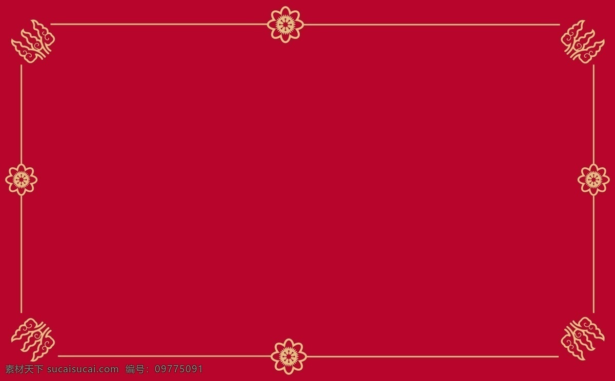 中国 风 红色 底纹 烫金 细 线 矢量 边框 中国风 新中风 中式 传统 古典 金色 浅金色 庄重 高贵 花 花朵 欧式造型 仿古中国红
