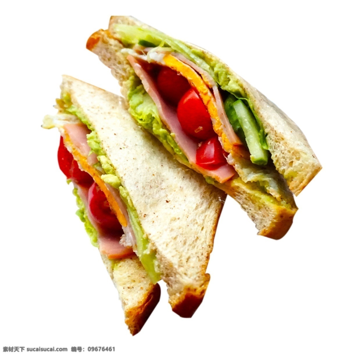 两个三明治 西红柿 黄瓜 蔬菜 食品