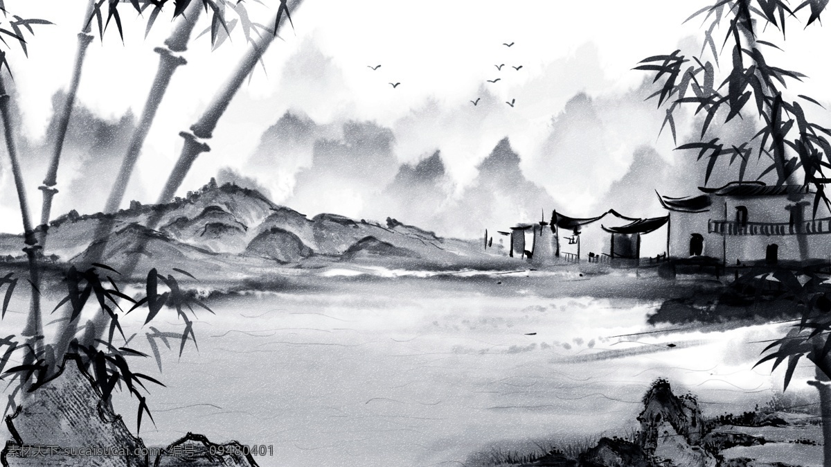 优雅 古典 古风 中国 风 水墨 背景 竹子 大气 背景设计 中国风 创意背景 唯美背景图 psd背景 古典风背景图 树森