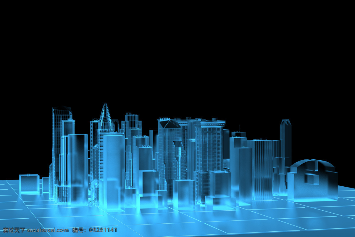 都市 建筑模型 建筑 模型 光电之城 全息投影 3d 科技 蓝色 3d作品 3d设计