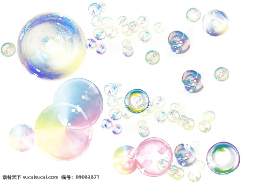 彩色 透明 肥皂泡 气泡 水泡 泡泡 元素 免扣素材 分层