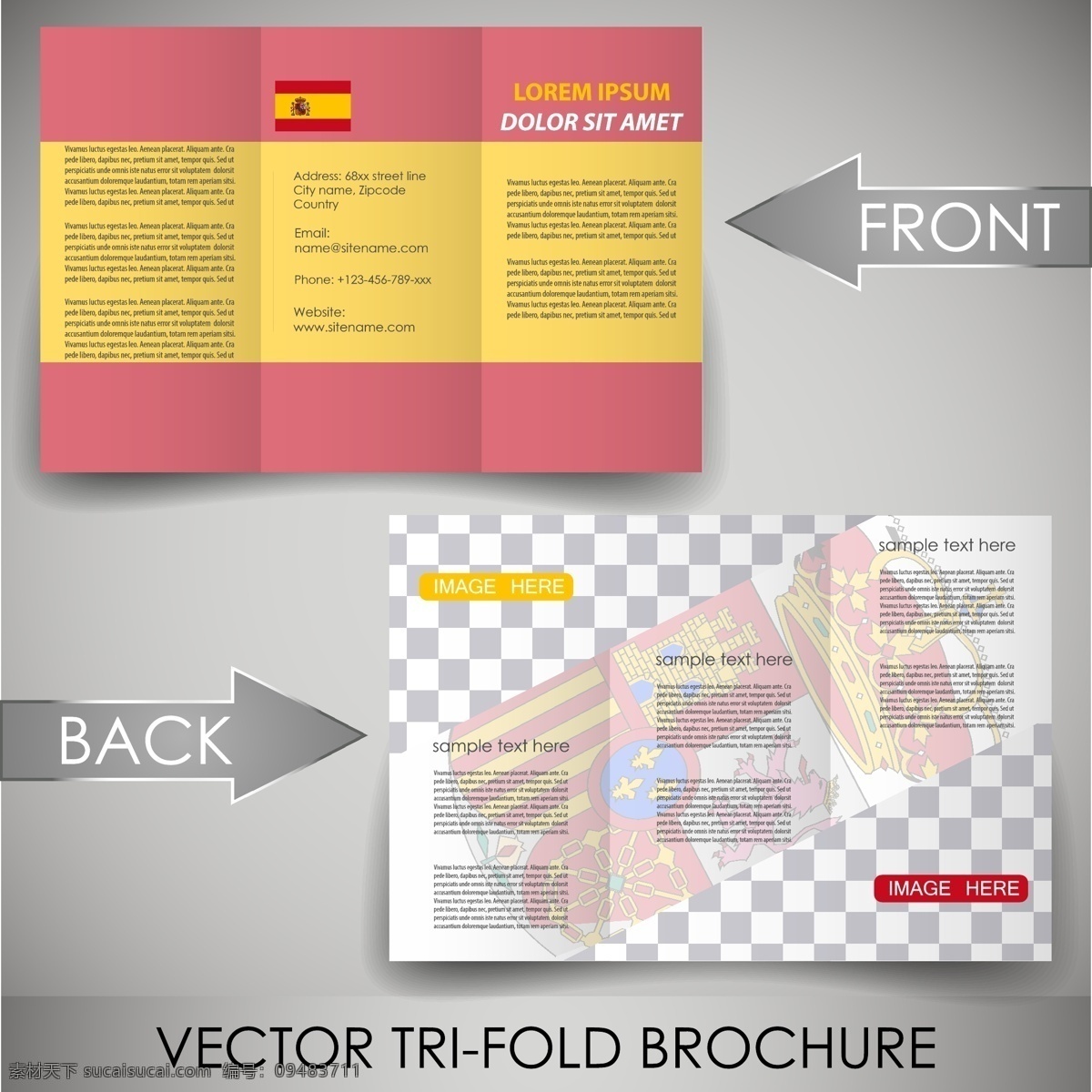 西班牙 折页 三折页模板 折页设计 宣传折页 折页背景 名片卡片 矢量素材 灰色