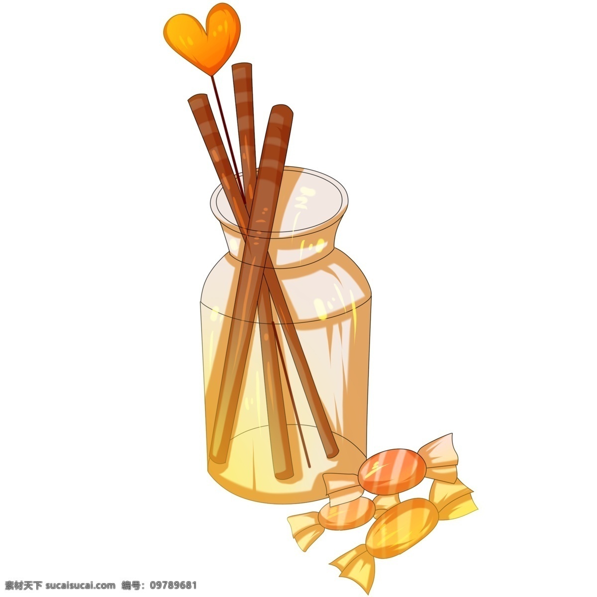 手绘 卡通 糖果 插画 手绘糖果 卡通糖果 爱心糖果插画 情人节 装饰 瓶子里的筷子 美味的糖果 红色爱心