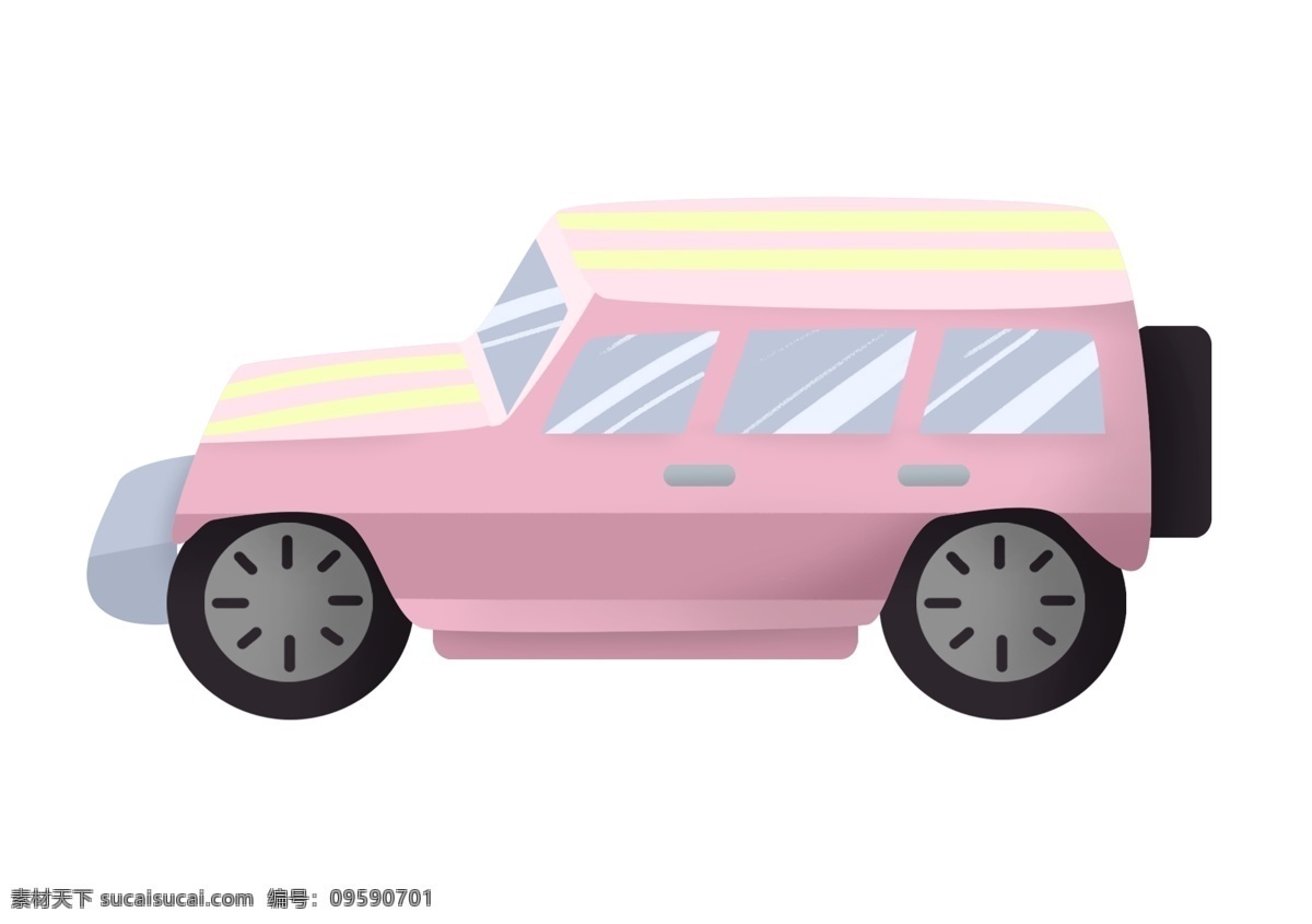 粉色 漂亮 越野车 粉色的汽车 漂亮的越野车 女性汽车 备用胎 黑色轮胎 拉风 好看的汽车 插画