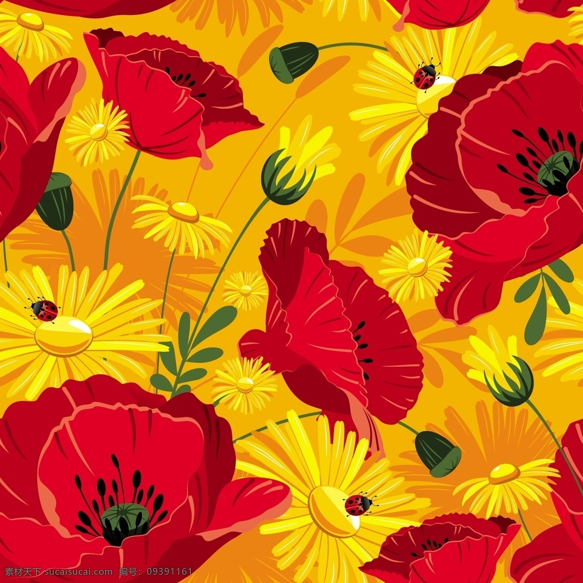 红色 系 漂亮 花朵 背景 时尚 矢量素材 矢量图 花纹花边
