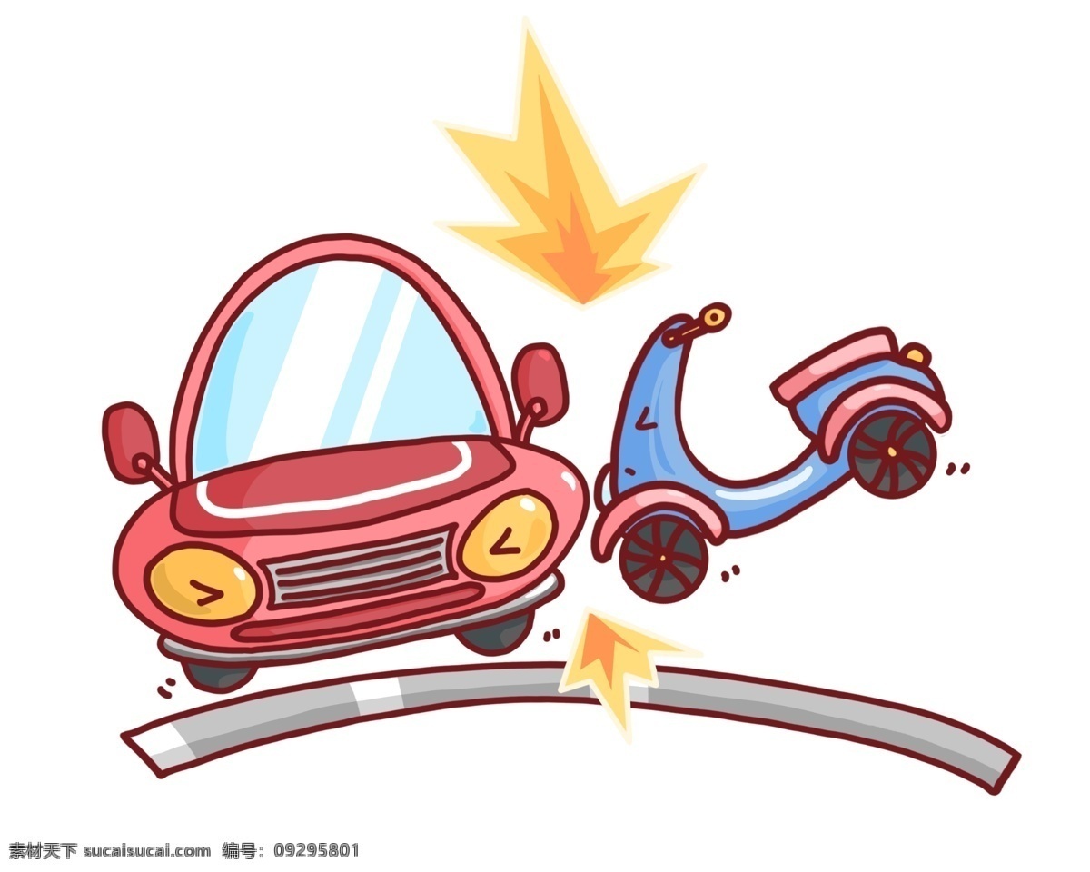 车辆 卡通 交通事故 出事车辆 交通 创意 平面事故 汽车摩托碰车 插画 卡通汽车