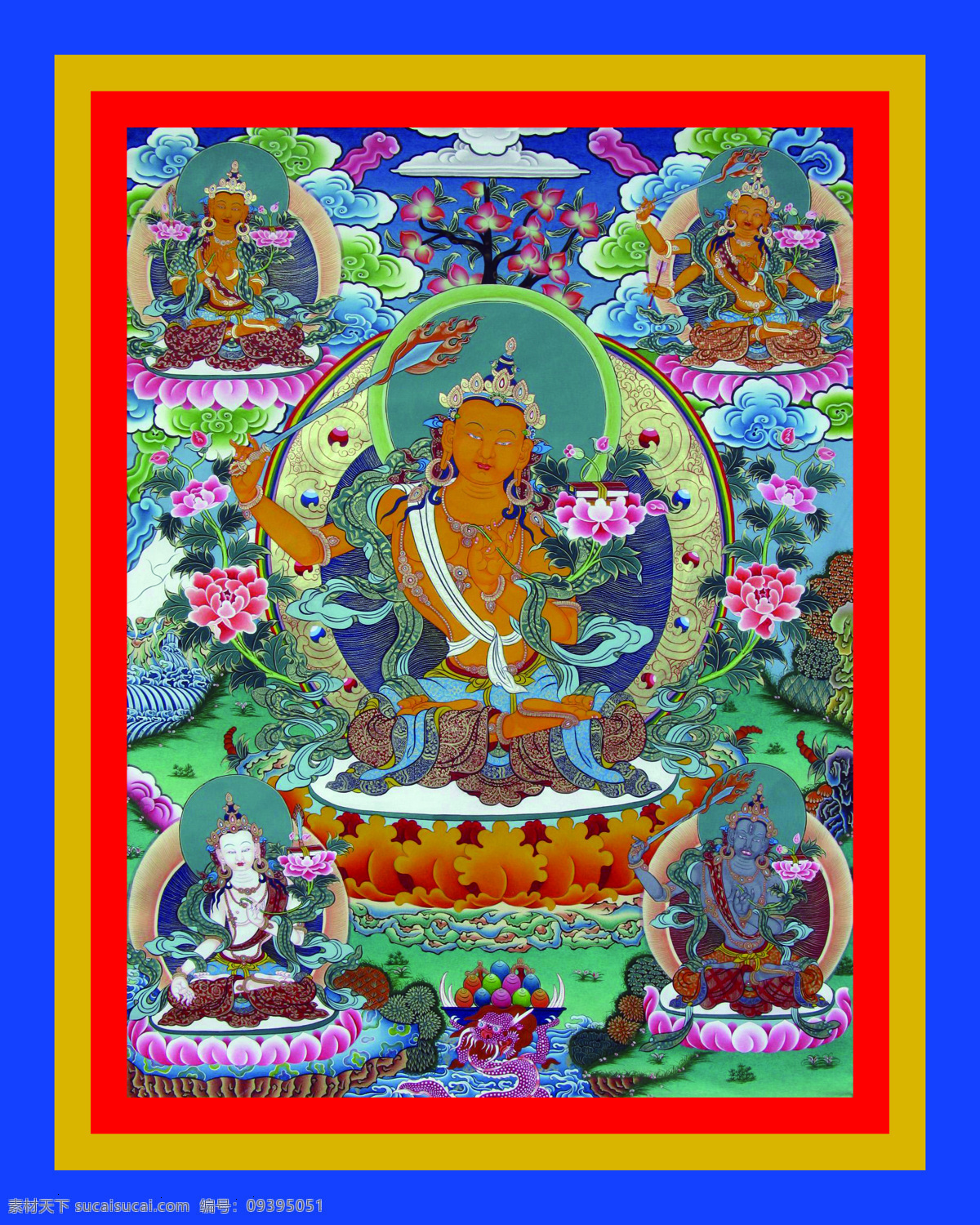 成就 传承 佛 佛教 菩萨 唐卡 文化艺术 西藏 五文殊 老唐卡 藏传 密宗 法器 成就者 大德 喇嘛 活佛 宗教信仰