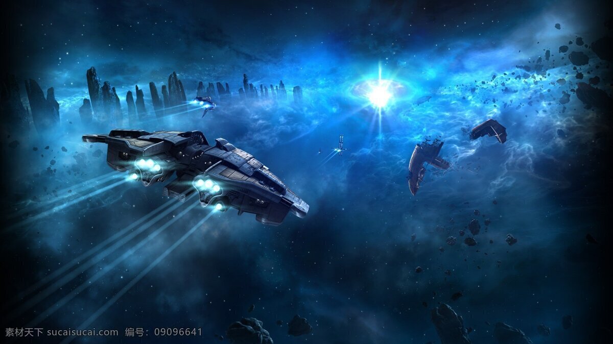 唯美 蓝色 星空 背景 亮光